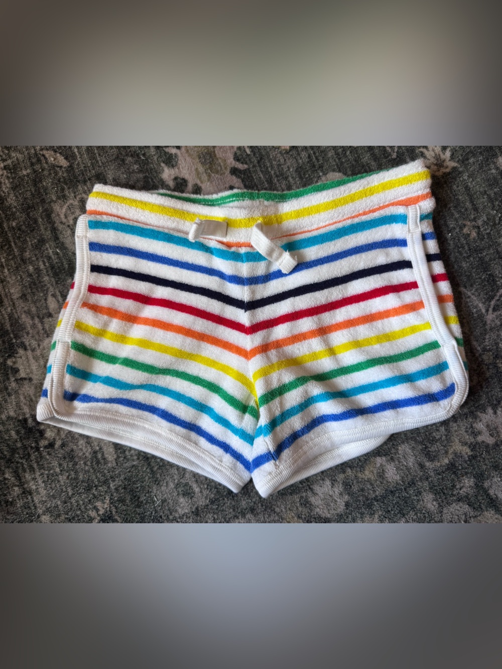Primark White Rainbow Stripe Knit Shorts